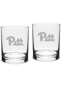 Pitt Panthers Hand Etched Crystal Set of 2 14oz Double Old Fashioned Rock Glass