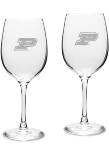 Purdue Boilermakers Hand Etched Crystal Set of 2 16oz Wine Glass