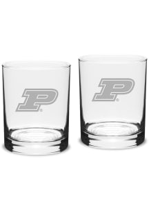 Purdue Boilermakers Hand Etched Crystal Set of 2 14oz Double Old Fashioned Rock Glass