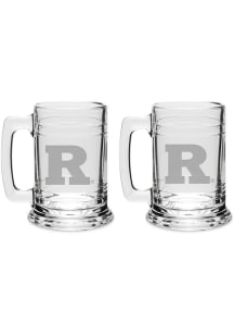 Rutgers Scarlet Knights Hand Etched Crystal Set of 2 15oz Colonial Tankard Stein