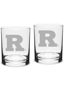 Rutgers Scarlet Knights Hand Etched Crystal Set of 2 14oz Double Old Fashioned Rock Glass