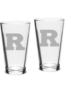 Rutgers Scarlet Knights Hand Etched Crystal Set of 2 16oz Pub Pint Glass