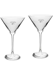 Southern Illinois Salukis Hand Etched Crystal Set of 2 10oz Martini Glass