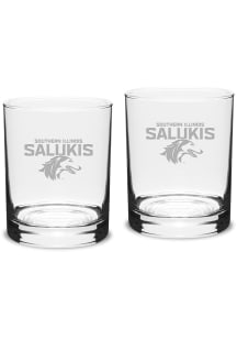 Southern Illinois Salukis Hand Etched Crystal Set of 2 14oz Double Old Fashioned Rock Glass