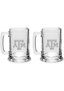Texas A&amp;M Aggies Hand Etched Crystal Set of 2 15oz Colonial Tankard Stein