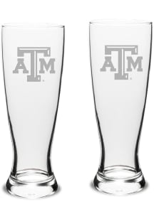 Texas A&amp;M Aggies Hand Etched Crystal Set of 2 23oz Pilsner Glass