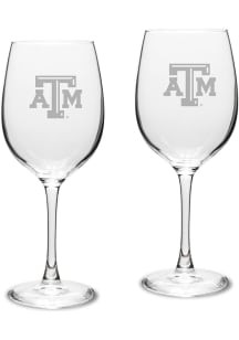 Texas A&amp;M Aggies Hand Etched Crystal Set of 2 16oz Wine Glass