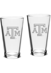 Texas A&amp;M Aggies Hand Etched Crystal Set of 2 16oz Pub Pint Glass