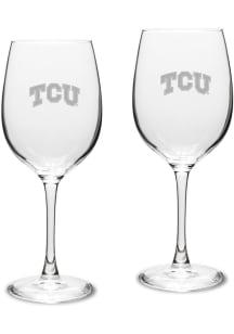 TCU Horned Frogs Hand Etched Crystal Set of 2 16oz Wine Glass