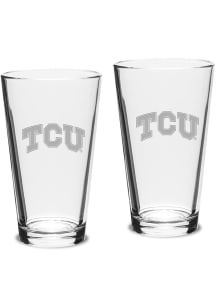 TCU Horned Frogs Hand Etched Crystal Set of 2 16oz Pub Pint Glass
