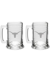Texas Longhorns Hand Etched Crystal Set of 2 15oz Colonial Tankard Stein