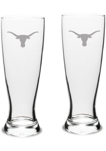 Texas Longhorns Hand Etched Crystal Set of 2 23oz Pilsner Glass