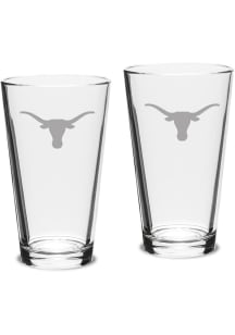 Texas Longhorns Hand Etched Crystal Set of 2 16oz Pub Pint Glass