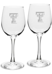 Texas Tech Red Raiders Hand Etched Crystal Set of 2 12oz Wine Glass