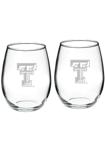 Texas Tech Red Raiders Hand Etched Crystal Set of 2 22oz Stemless Wine Glass