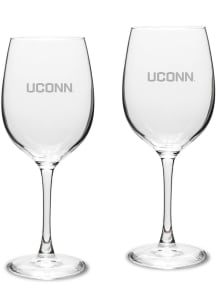 UConn Huskies Hand Etched Crystal Set of 2 16oz Wine Glass