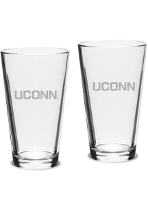 UConn Huskies Hand Etched Crystal Set of 2 16oz Pub Pint Glass