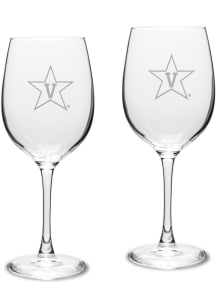 Vanderbilt Commodores Hand Etched Crystal Set of 2 16oz Wine Glass