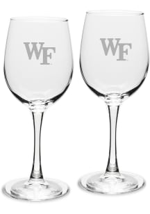 Wake Forest Demon Deacons Hand Etched Crystal Set of 2 12oz Wine Glass