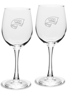 Western Kentucky Hilltoppers Hand Etched Crystal Set of 2 12oz Wine Glass