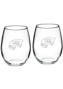 Western Kentucky Hilltoppers Hand Etched Crystal Set of 2 22oz Stemless Wine Glass