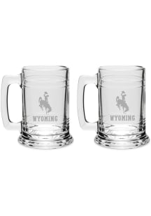 Wyoming Cowboys Hand Etched Crystal Set of 2 15oz Colonial Tankard Stein