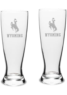 Wyoming Cowboys Hand Etched Crystal Set of 2 23oz Pilsner Glass