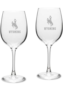 Wyoming Cowboys Hand Etched Crystal Set of 2 16oz Wine Glass