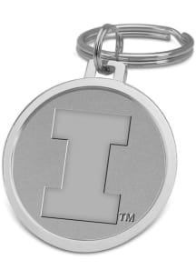 Illinois Fighting Illini Silver Medallion Keychain