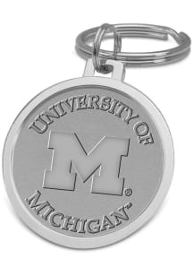 Michigan Wolverines Silver Medallion Keychain