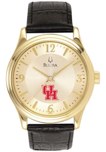 Jardine Associates Houston Cougars Bulova Gold and Leather Mens Watch