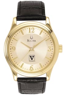 Jardine Associates Vanderbilt Commodores Bulova Gold and Leather Mens Watch