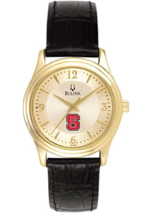 Jardine Associates NC State Wolfpack Bulova Gold and Leather Womens Watch