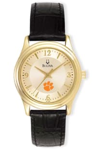 Jardine Associates Clemson Tigers Bulova Gold and Leather Womens Watch