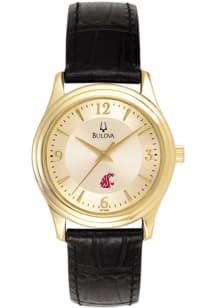 Jardine Associates Washington State Cougars Bulova Gold and Leather Womens Watch