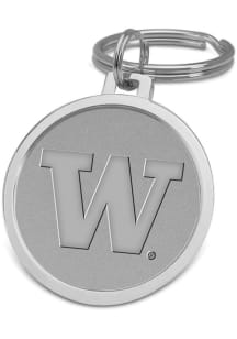 Washington Huskies Silver Medallion Keychain