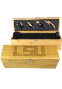 LSU Tigers Campus Crystal Bamboo Gift Box Wine Accessory