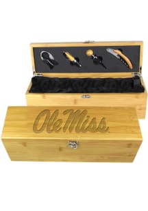 Ole Miss Rebels Campus Crystal Bamboo Gift Box Wine Accessory