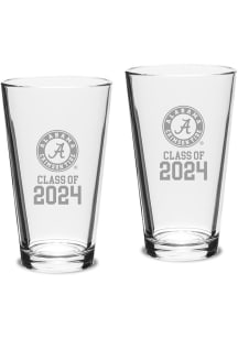 Alabama Crimson Tide Class of 2024 Hand Etched Crystal 2 Piece Pint Glass