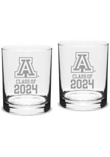 Arizona Wildcats Class of 2024 Hand Etched Crystal 2 Piece Rock Glass