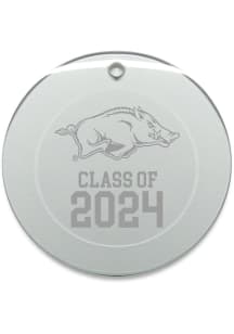 Arkansas Razorbacks Class of 2024 Hand Etched Crystal Circle Ornament