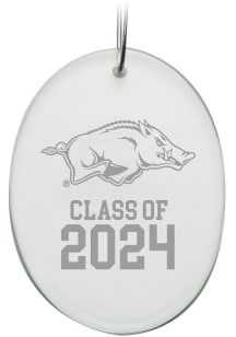 Arkansas Razorbacks Class of 2024 Hand Etched Crystal Oval Ornament