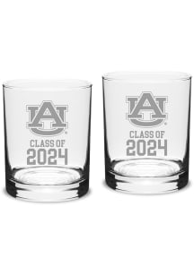 Auburn Tigers Class of 2024 Hand Etched Crystal 2 Piece Rock Glass