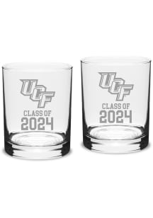 UCF Knights Class of 2024 Hand Etched Crystal 2 Piece Rock Glass