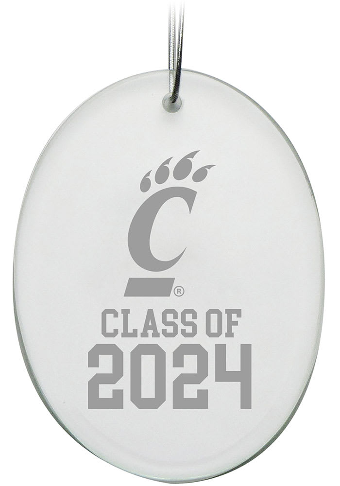 Cincinnati Bearcats Class of 2024 Hand Etched Crystal Oval Ornament