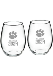 Clemson Tigers Class of 2024 Hand Etched Crystal 2 Piece Stemless Wine Glass