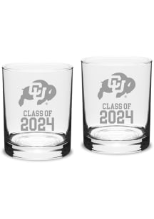 Colorado Buffaloes Class of 2024 Hand Etched Crystal 2 Piece Rock Glass