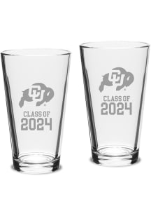Colorado Buffaloes Class of 2024 Hand Etched Crystal 2 Piece Pint Glass