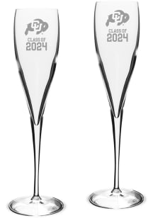 Colorado Buffaloes Class of 2024 Hand Etched 2Pc Set Toasting Wine Glass