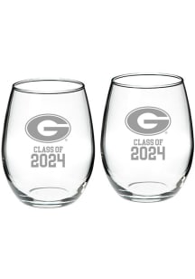 Georgia Bulldogs Class of 2024 Hand Etched Crystal 2 Piece Stemless Wine Glass